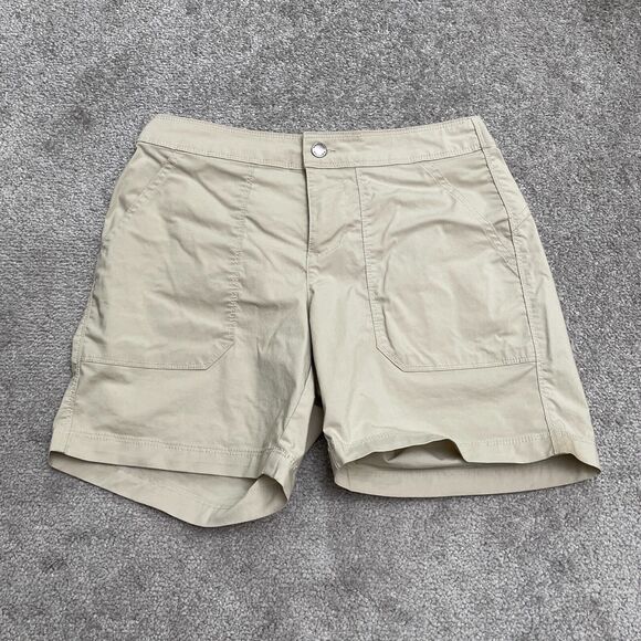 Columbia Bermuda Shorts Womens 8 Beige Pockets Elastic Waist Casual Outdoor 30x6 - Picture 1 of 14
